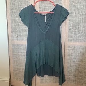 Plunging V Blue Free People Top